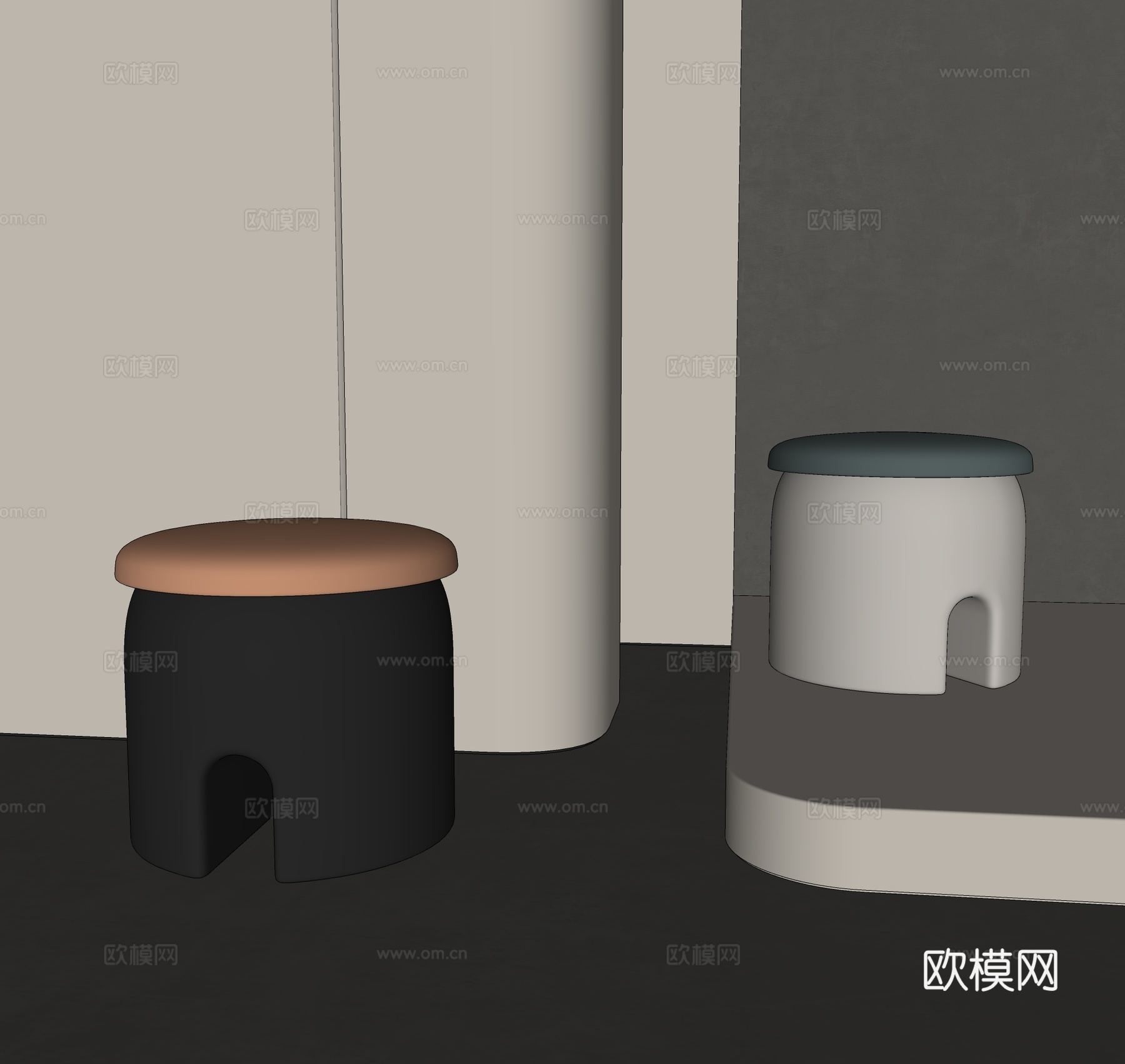 现代换鞋凳 意式梳妆凳 玄关凳 轻奢化妆凳su模型