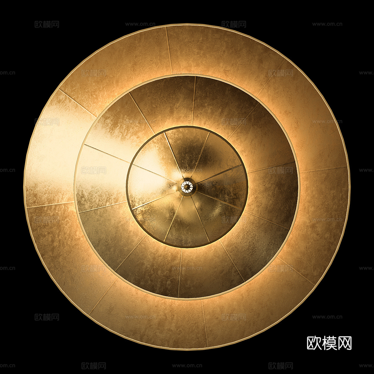 新中式轻奢圆盘金属装饰吊灯3d模型