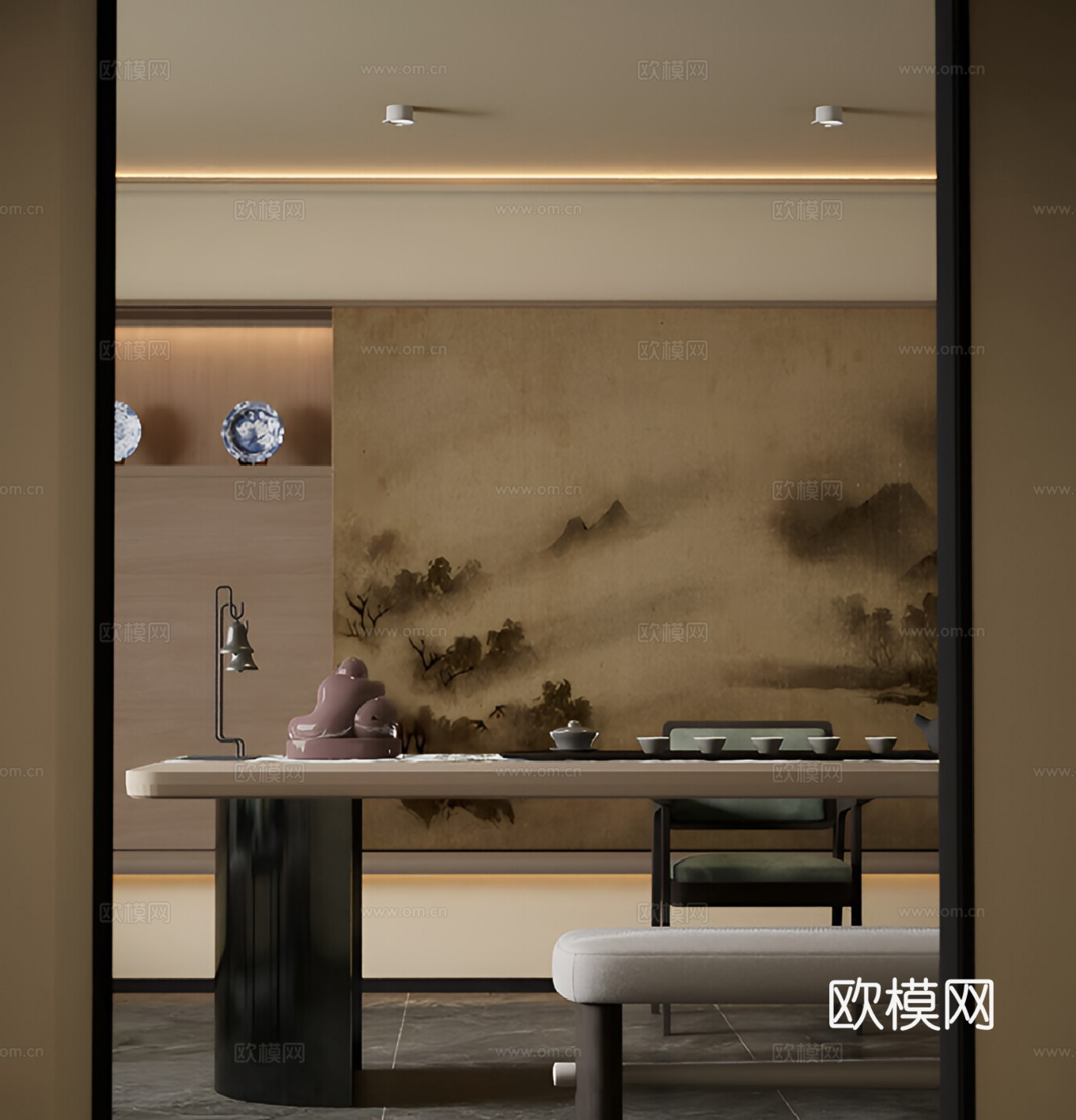 侘寂禅意茶室 别墅茶室3d模型
