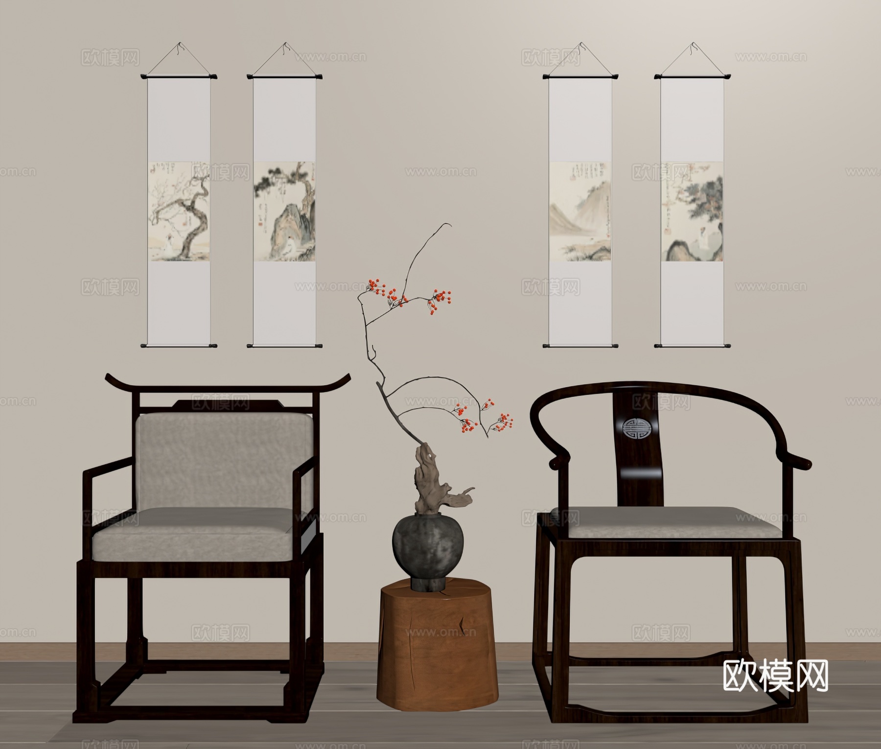 新中式椅子su模型