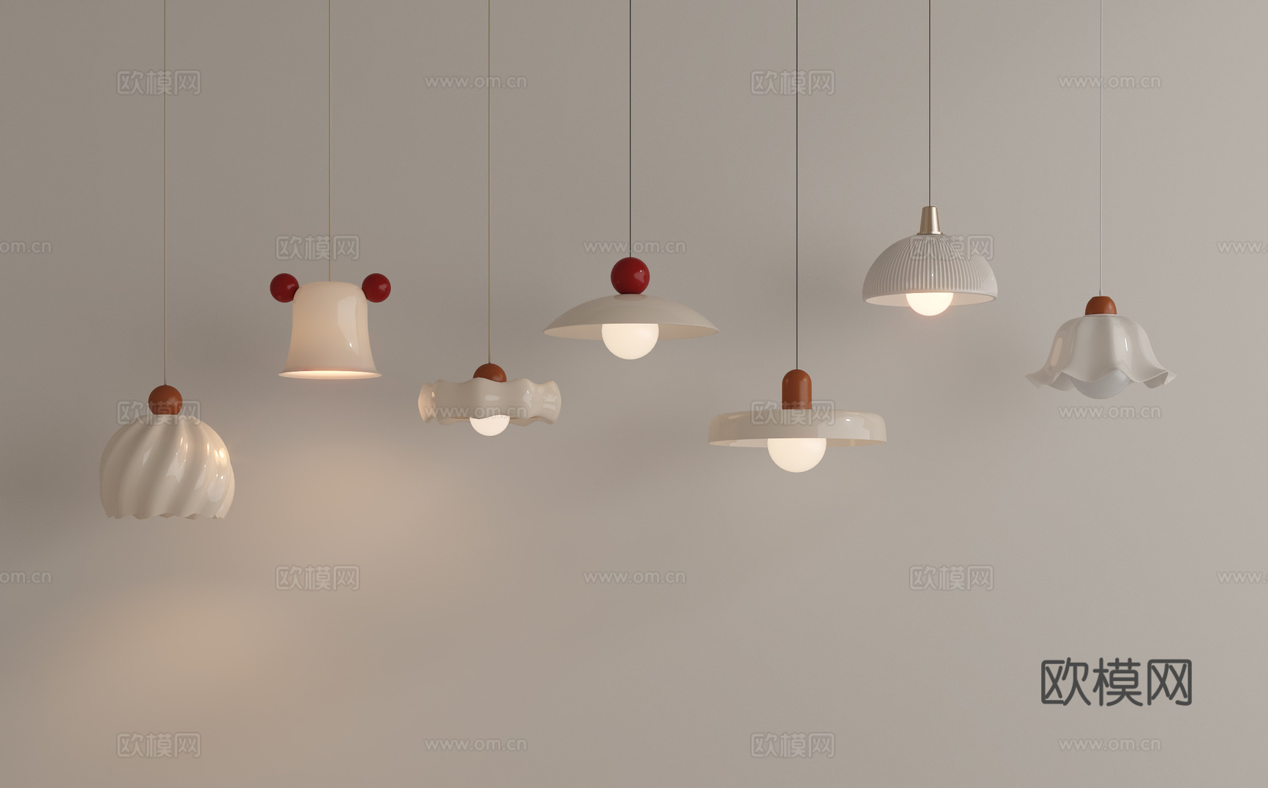 法式奶油吊灯 餐厅吊灯su模型