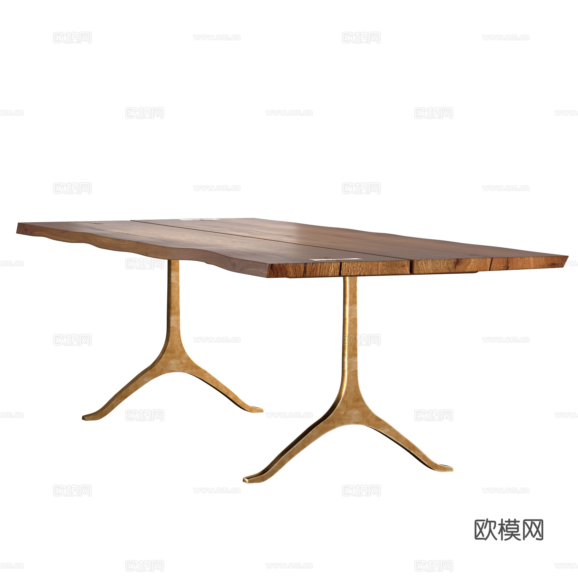 现代意式轻奢实木大板长餐桌3d模型