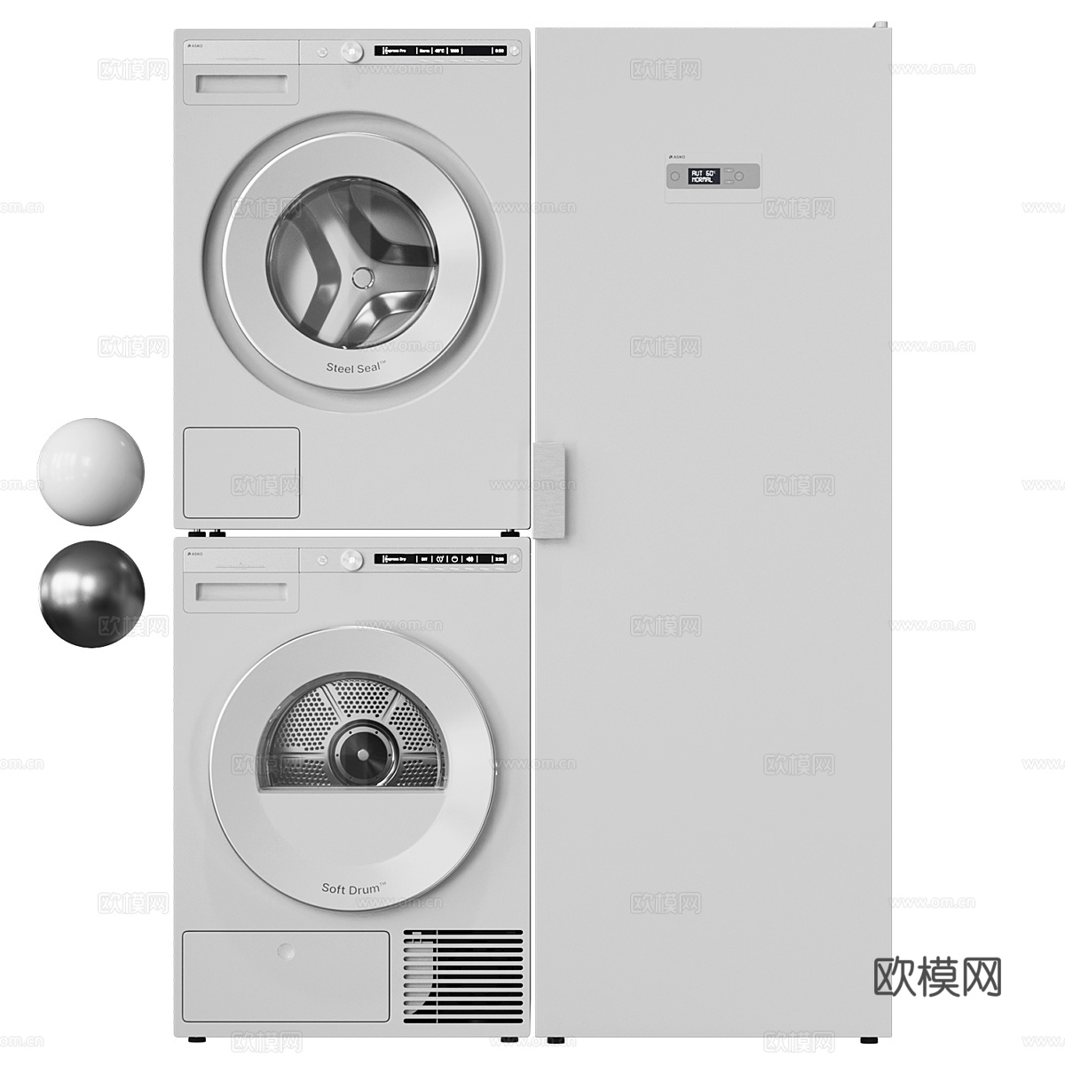 现代意式极简 Asko 洗衣机 烘干机 烘干柜3d模型