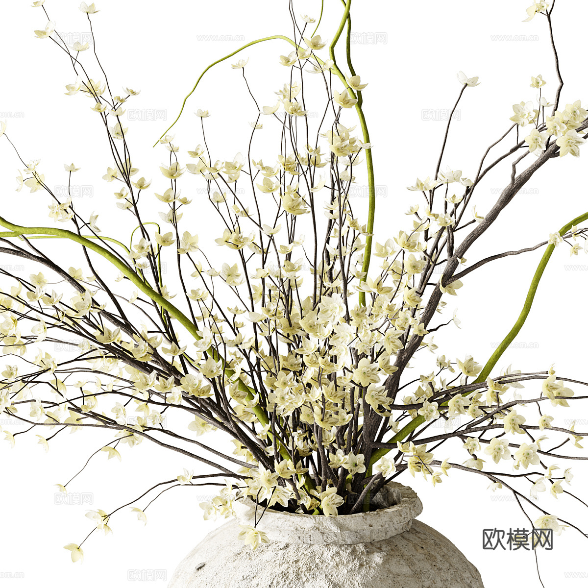 新中式侘寂花瓶花艺3d模型