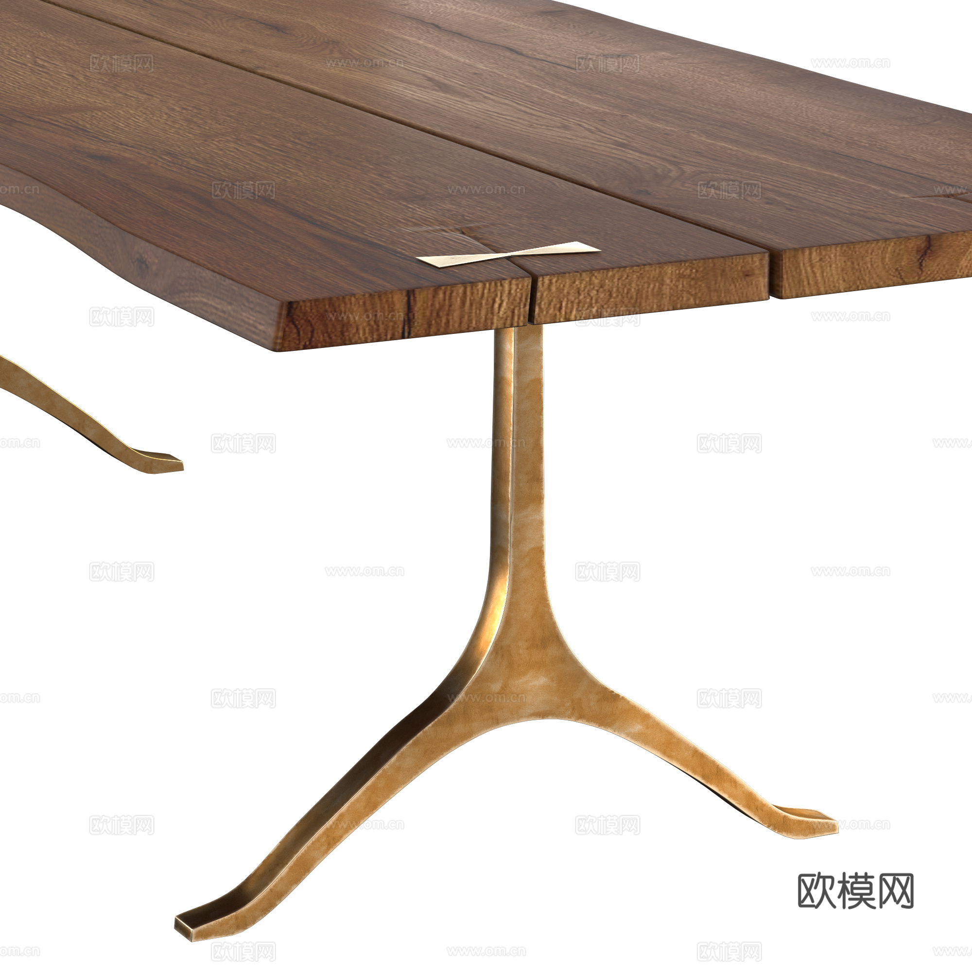 现代意式轻奢实木大板长餐桌3d模型