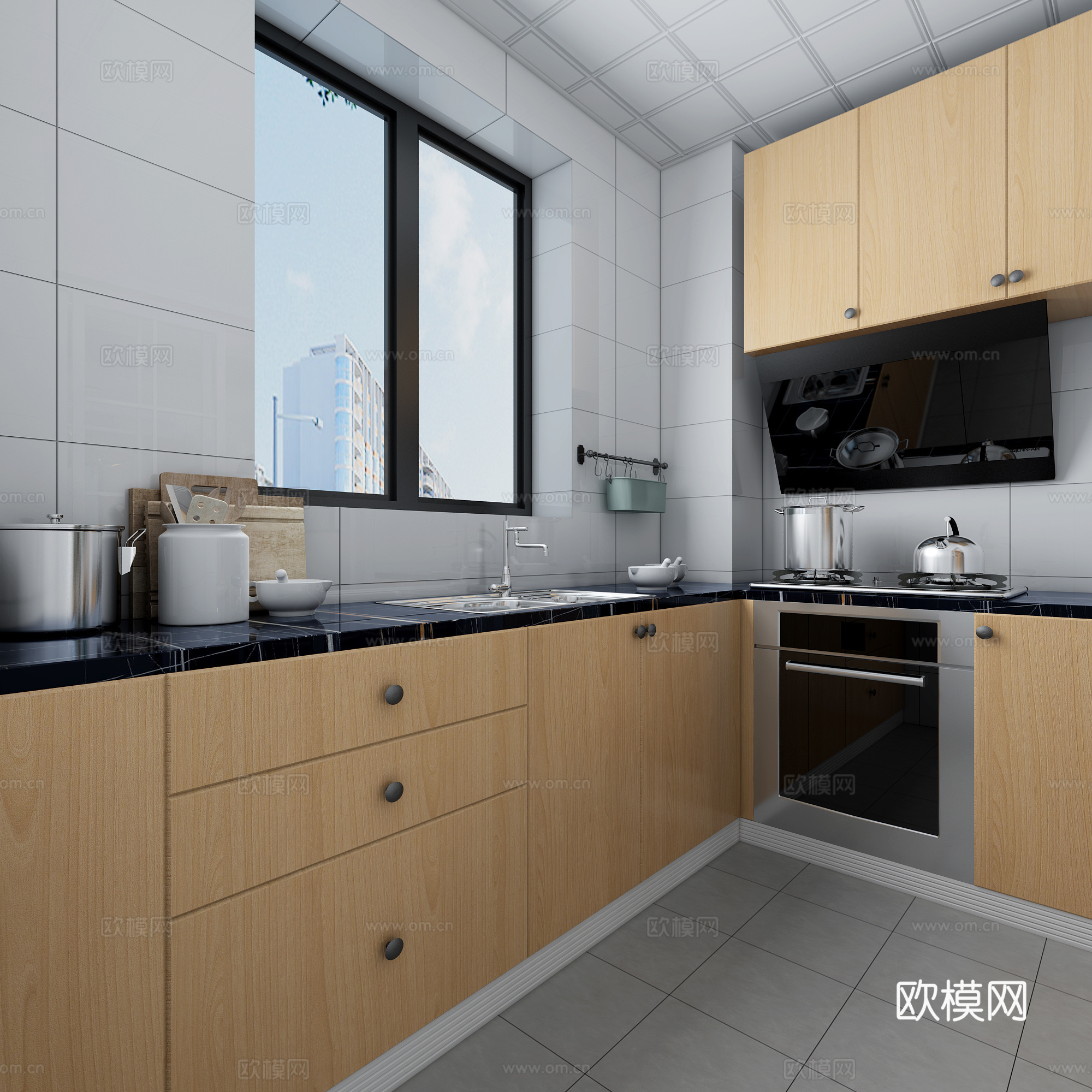 北欧客餐厅 厨房 卧室 餐桌椅 沙发茶几 吊灯 桌面摆件3d模型