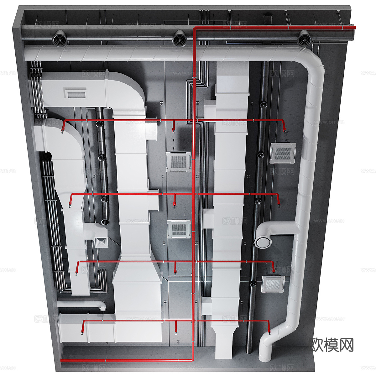 现代意式空调通风管道3d模型
