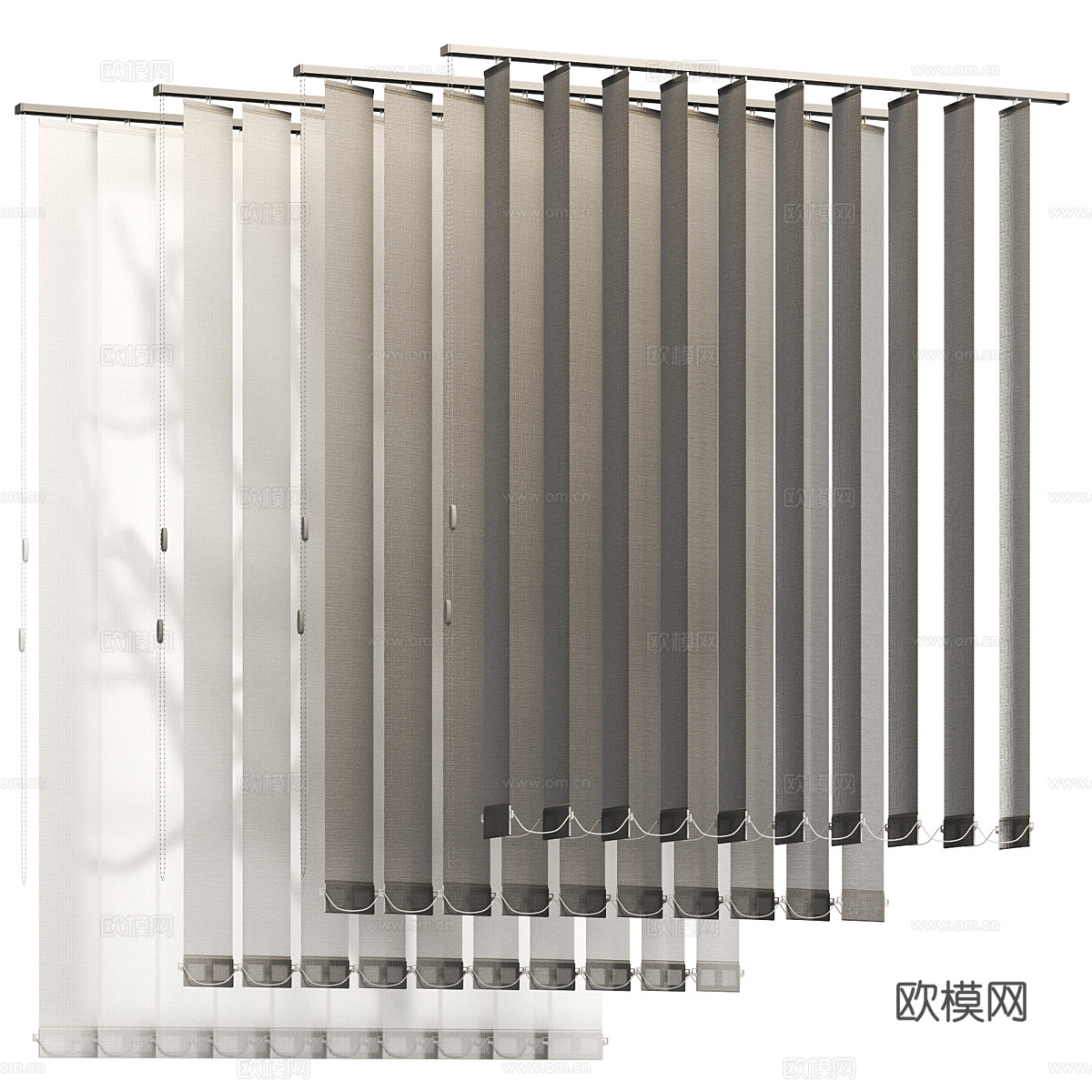现代意式布艺梦幻帘 百叶帘3d模型