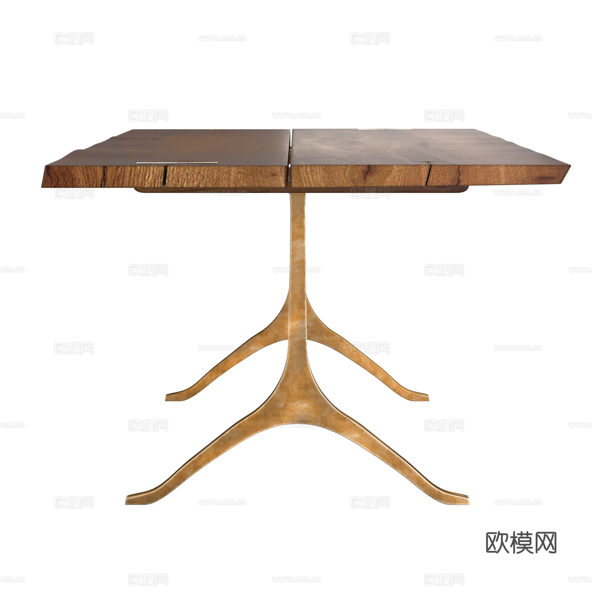 现代意式轻奢实木大板长餐桌3d模型