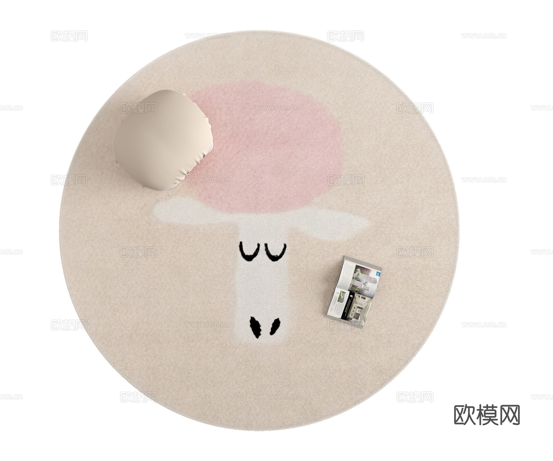 女孩房粉色地毯  儿童房地毯3d模型