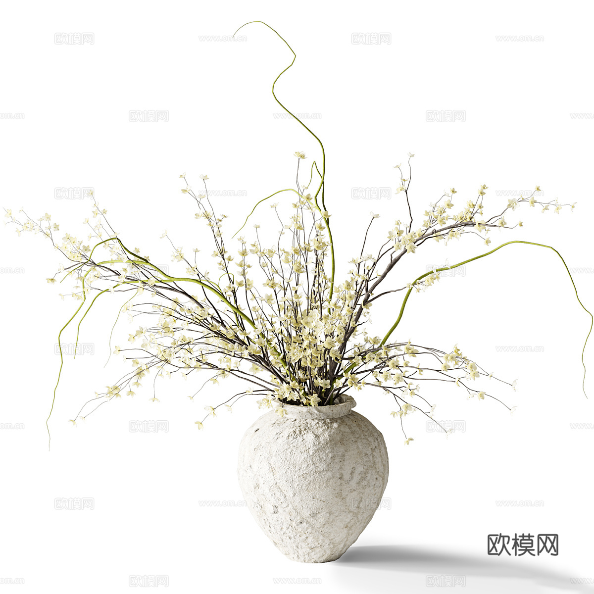 新中式侘寂花瓶花艺3d模型