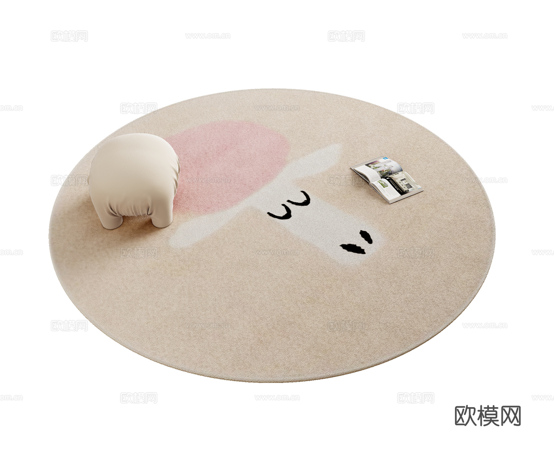 女孩房粉色地毯  儿童房地毯3d模型