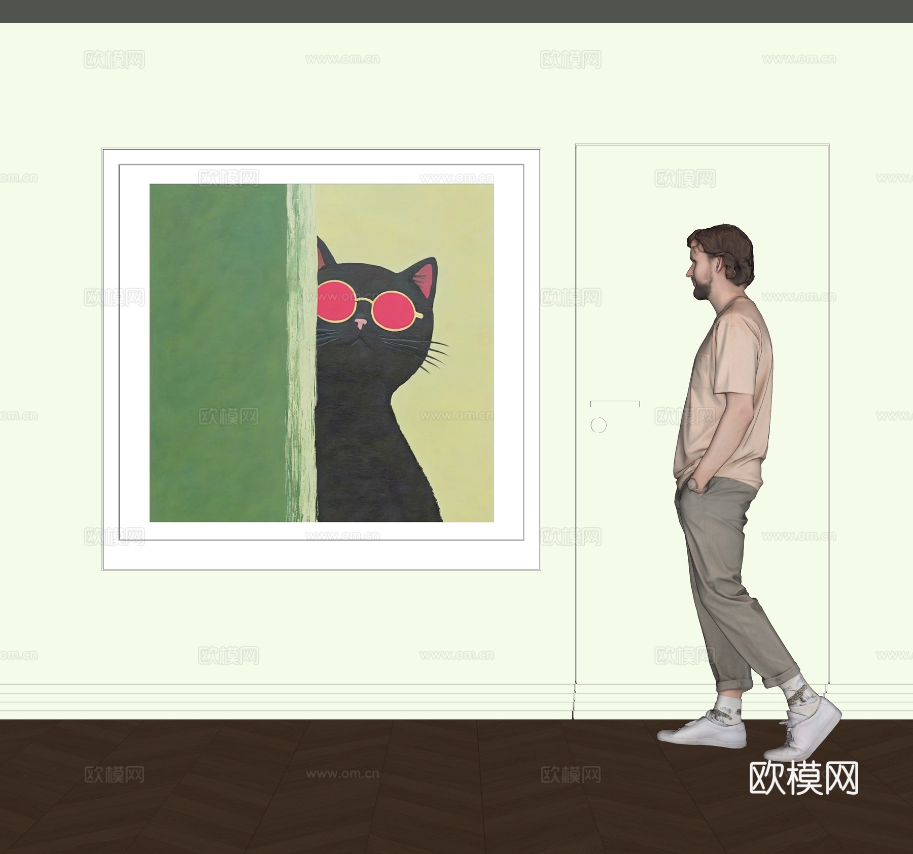 现代动物装饰挂画su模型