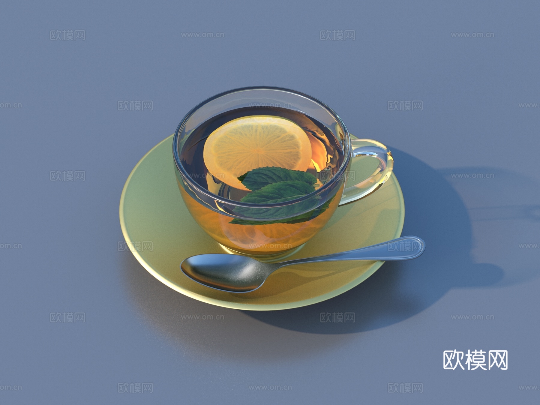 茶水 汤水 茶叶 餐具3d模型下载（渲染图1）