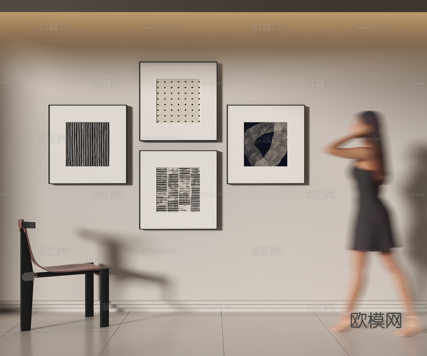现代照片墙3d模型