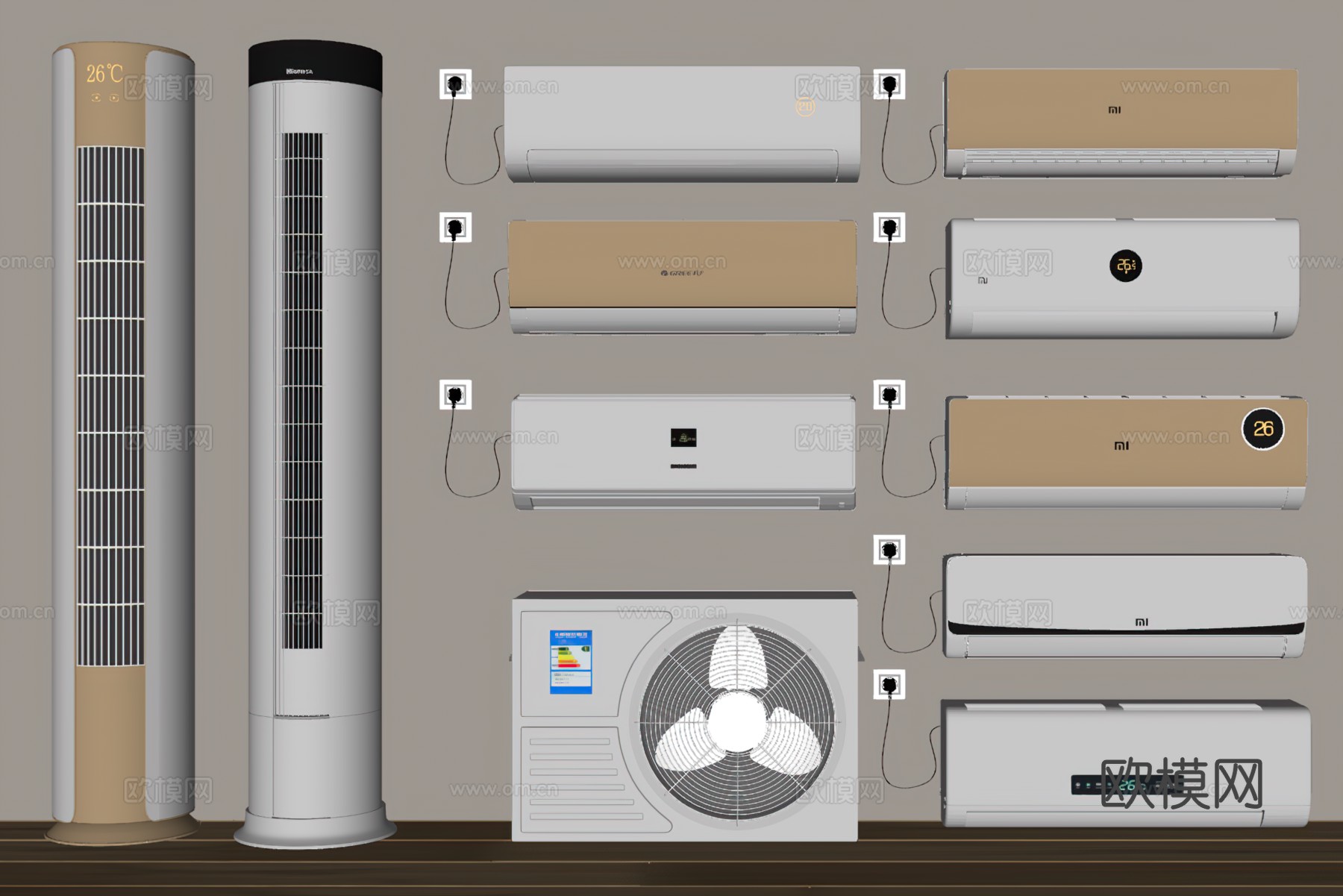 现代空调su模型下载（渲染图2）