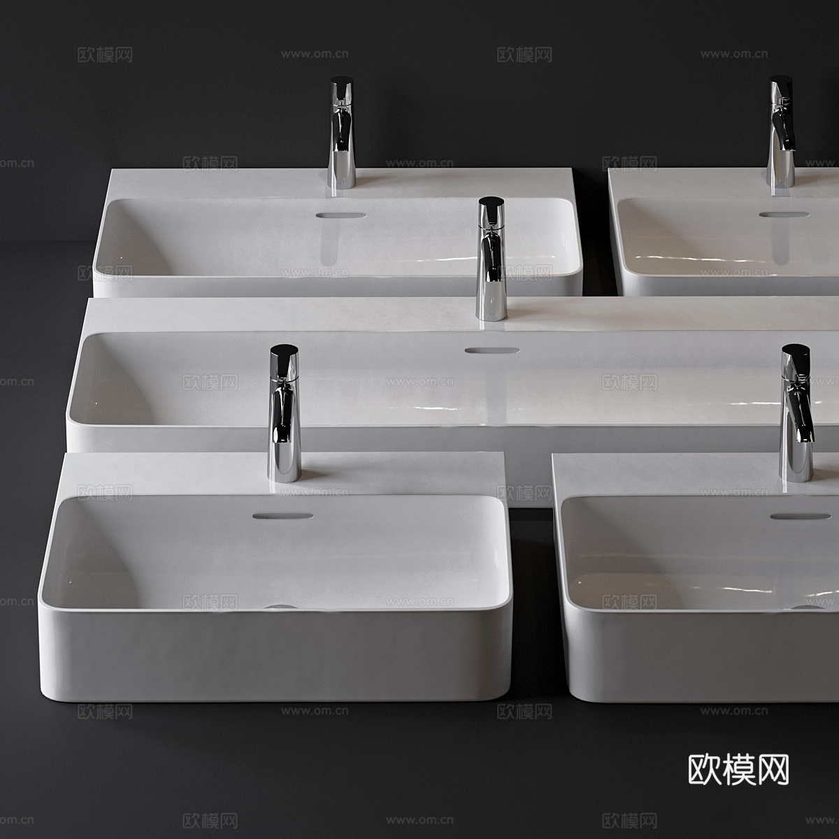 现代意式陶瓷台盆 洗手盆 面盆3d模型
