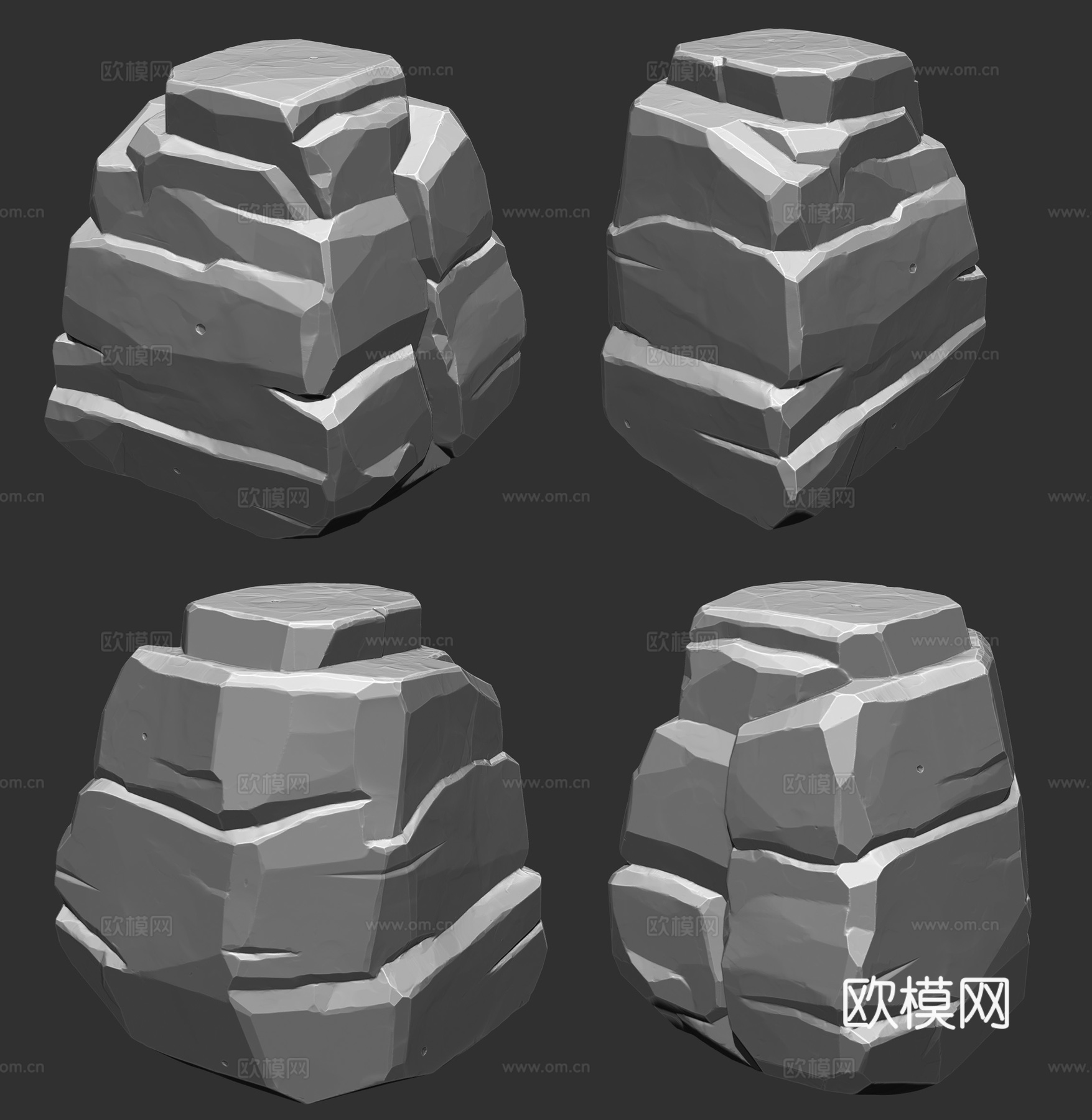 风格化石头3d模型