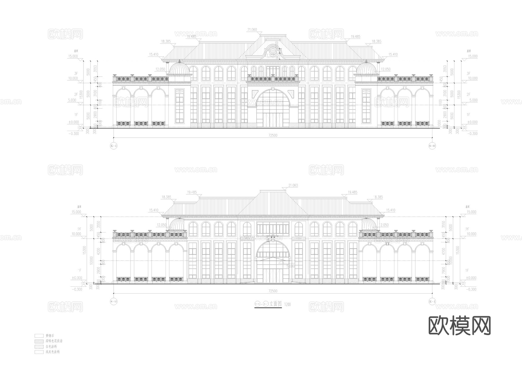 欧式建筑会所建筑图酒店建筑图cad施工图