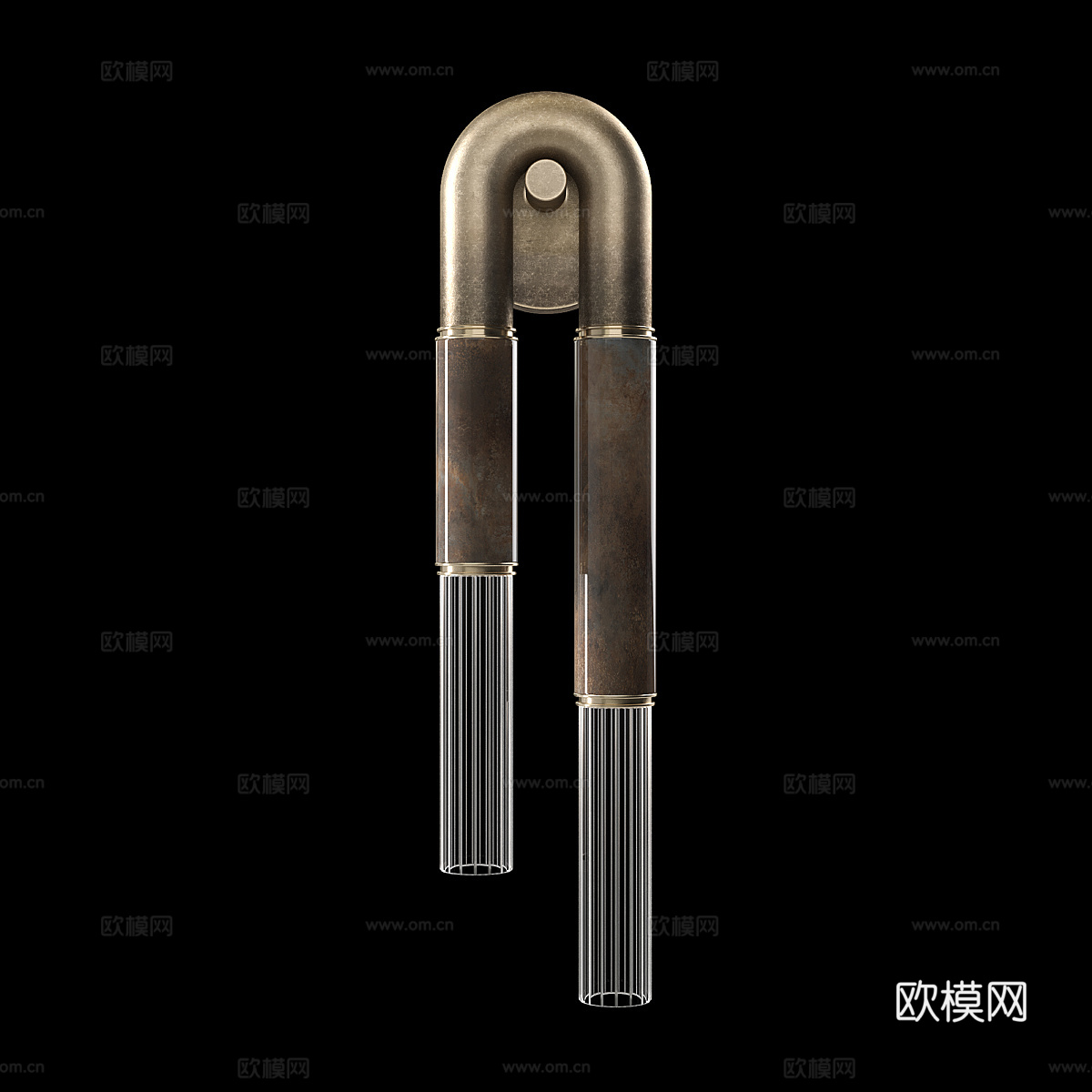 新中式轻奢金属玻璃装饰壁灯3d模型