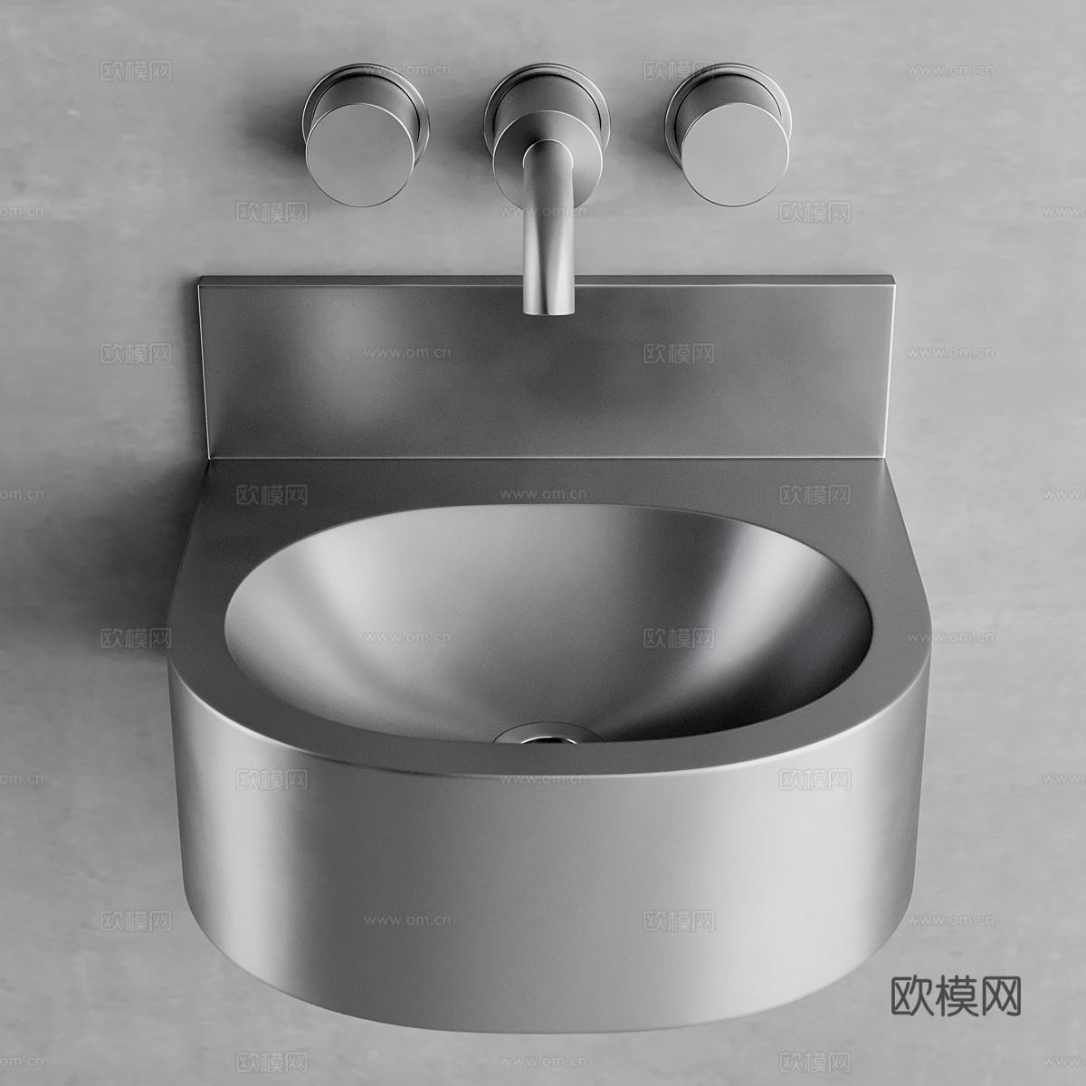 现代意式极简不锈钢洗手盆3d模型