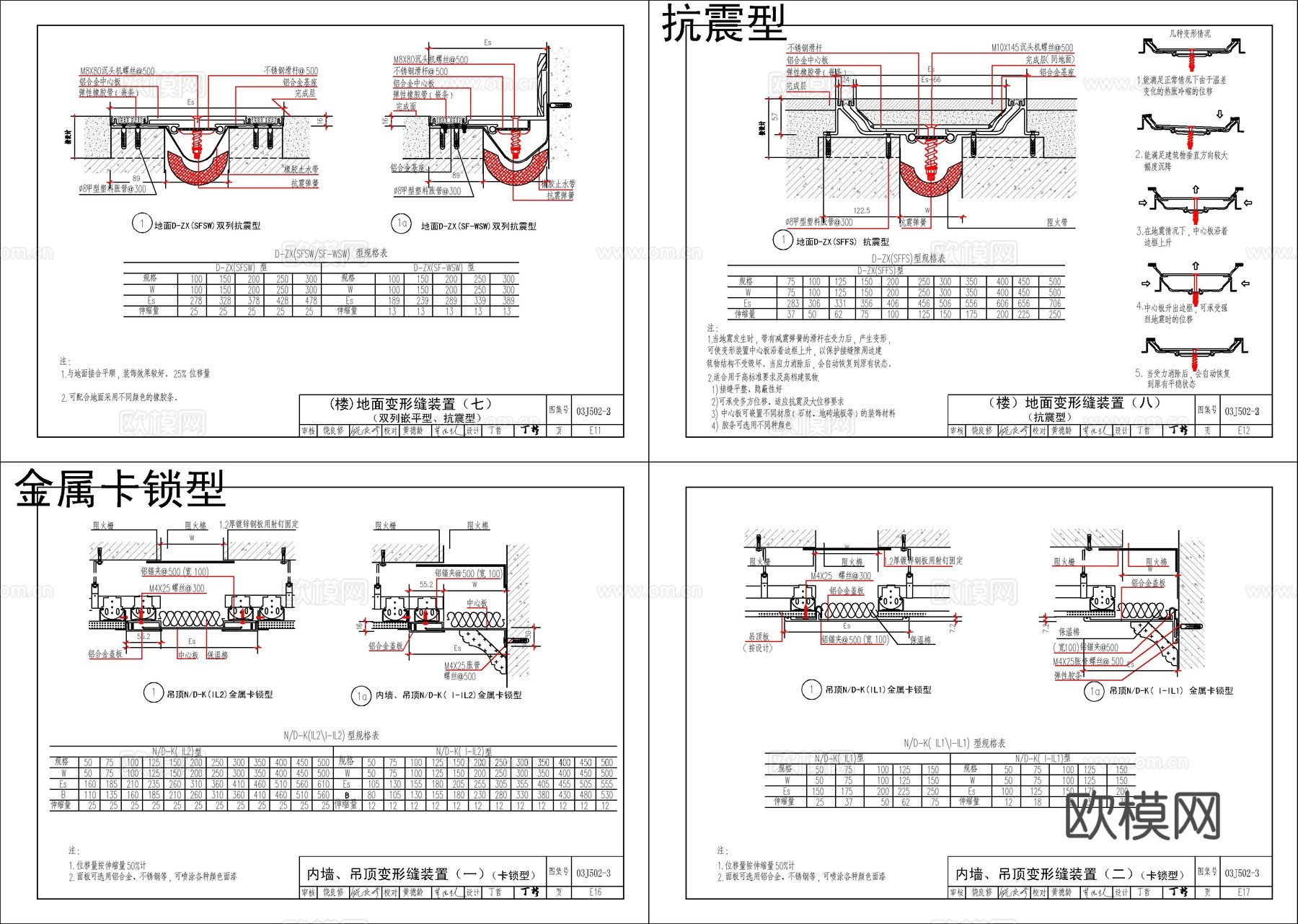 地面墙面变形缝装置图集cad施工图