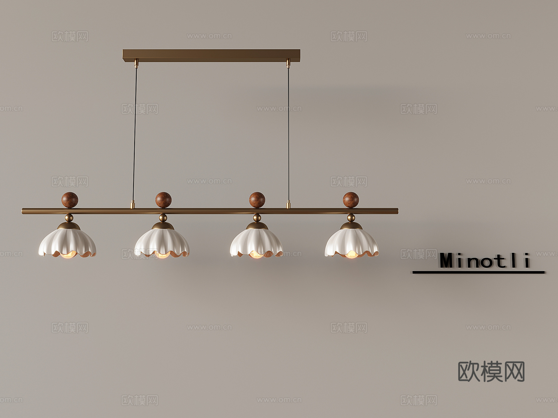 中古风餐厅吊灯 法式铃兰花朵吊灯 侘寂复古吊灯3d模型