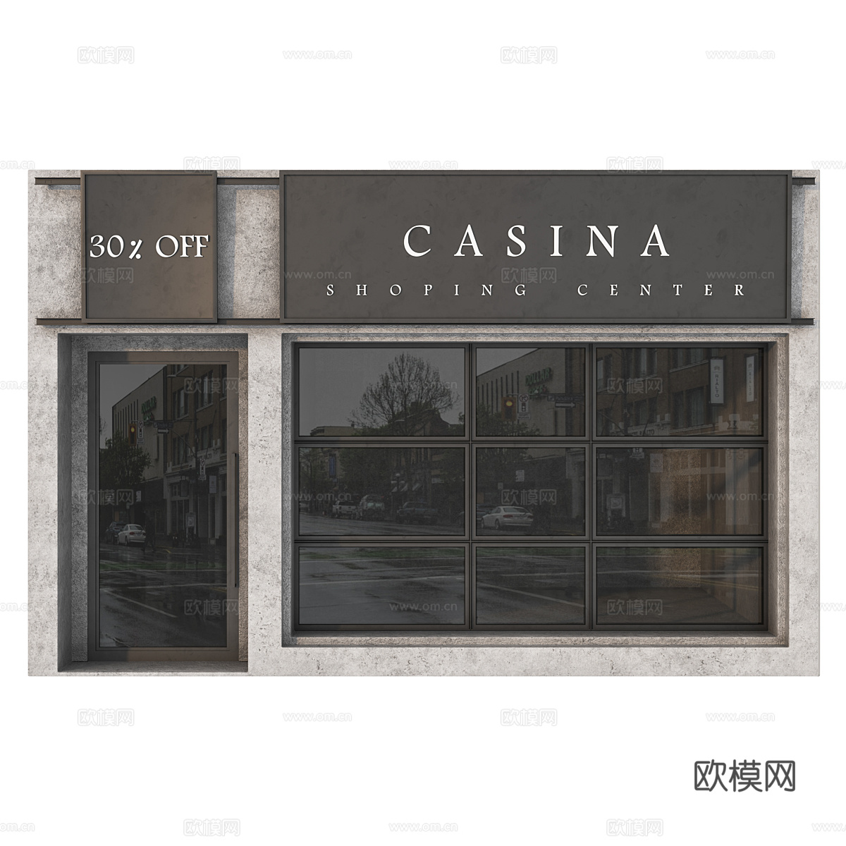 现代工业风专卖店建筑外观3d模型