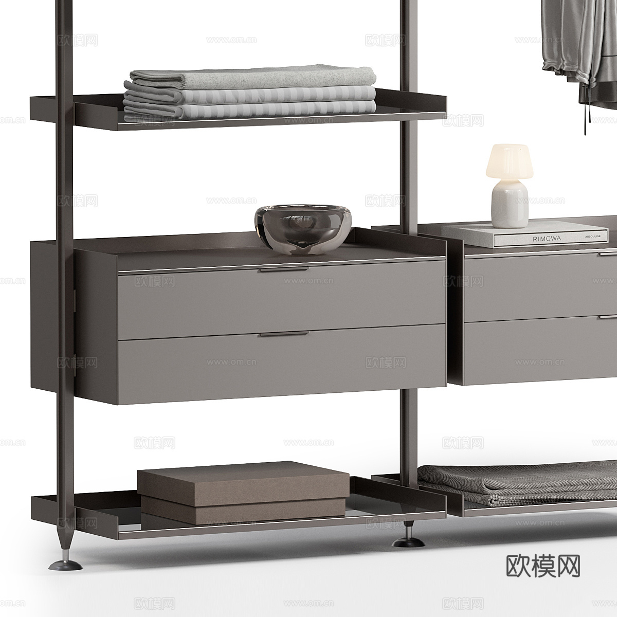 现代意式开放衣柜 衣架3d模型