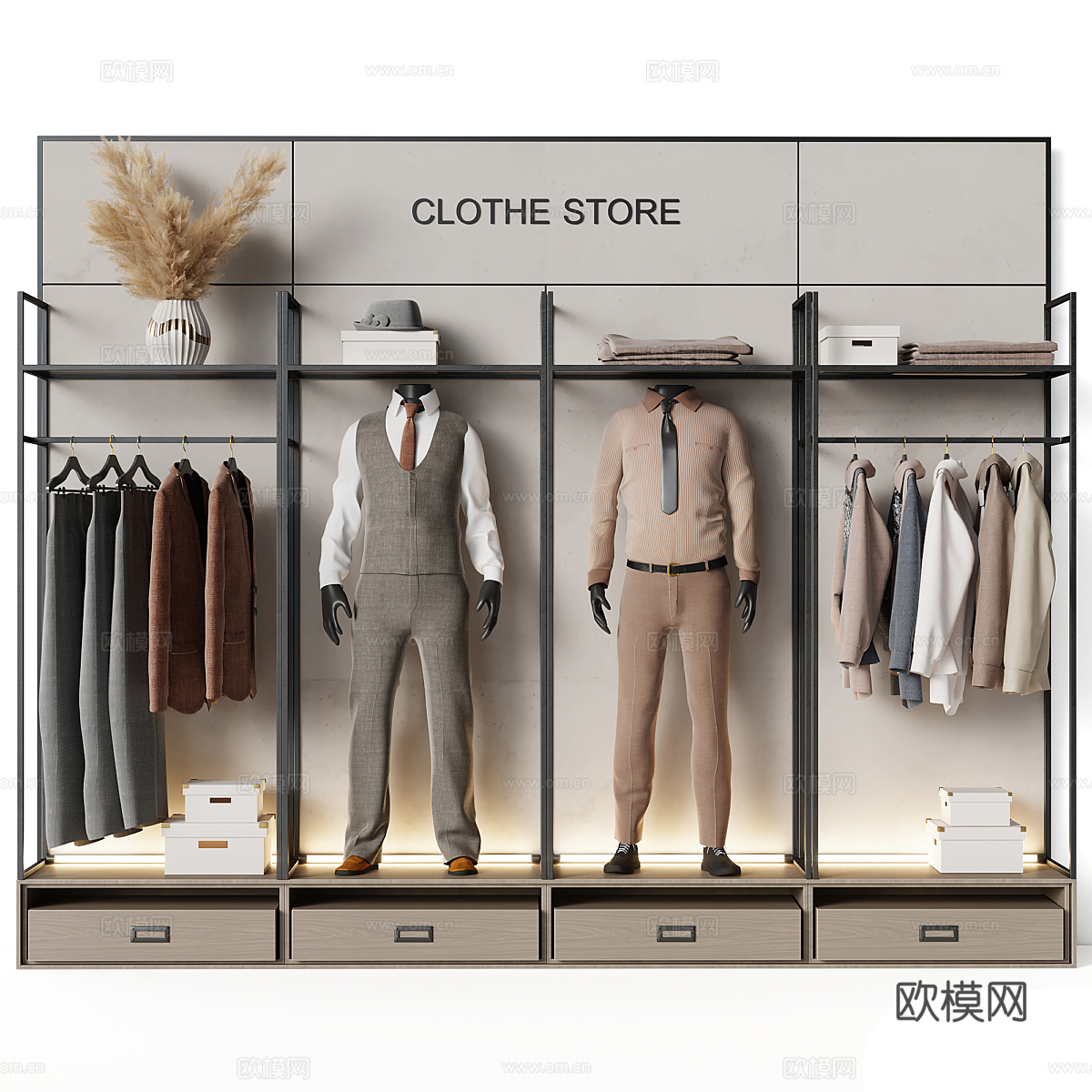 现代意式男士服装店3d模型