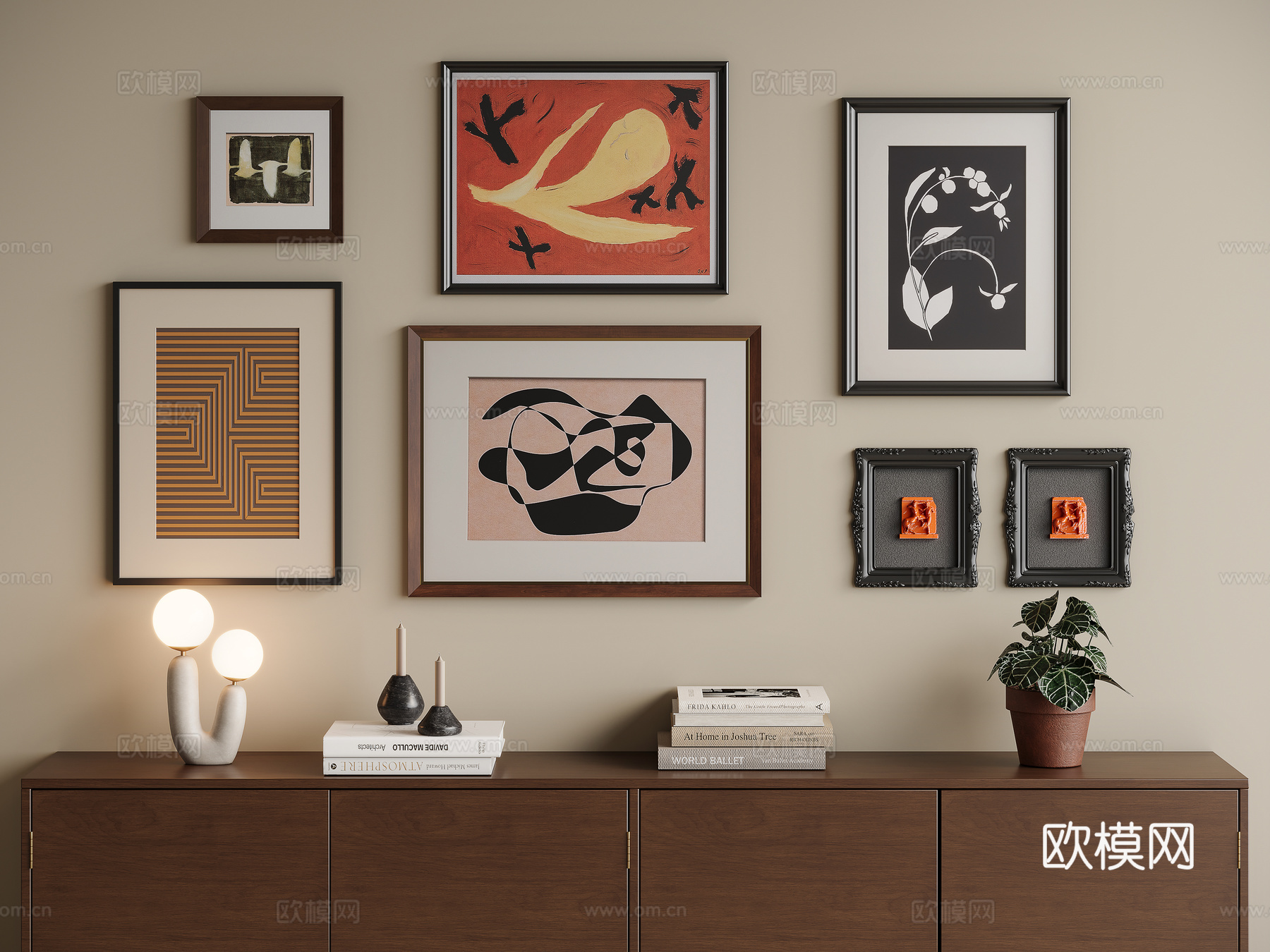 法式中古组合装饰画3d模型