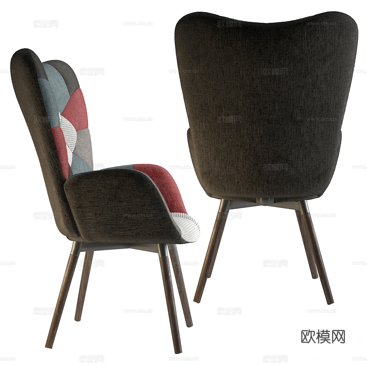 现代北欧布椅扶手椅3d模型