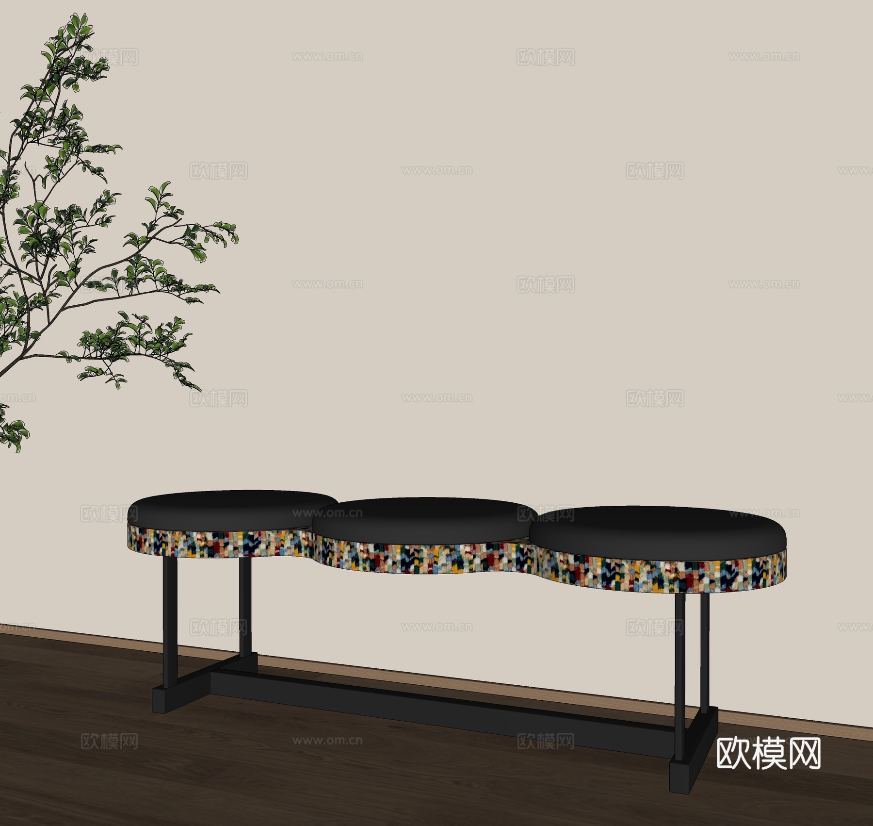 意式换鞋凳 极简长条凳 现代长凳 轻奢床尾凳su模型
