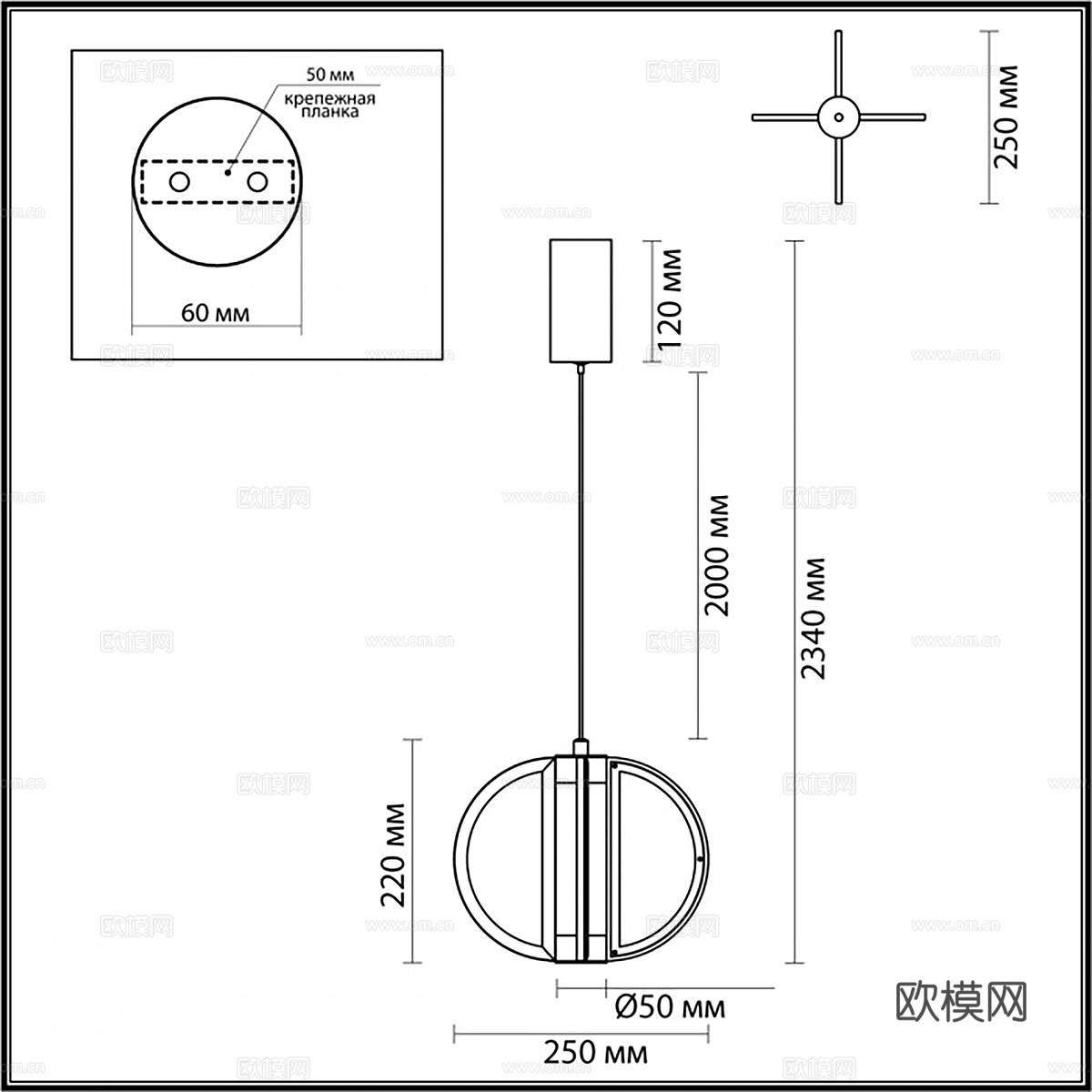 新中式轻奢金属大理石装饰小吊灯3d模型
