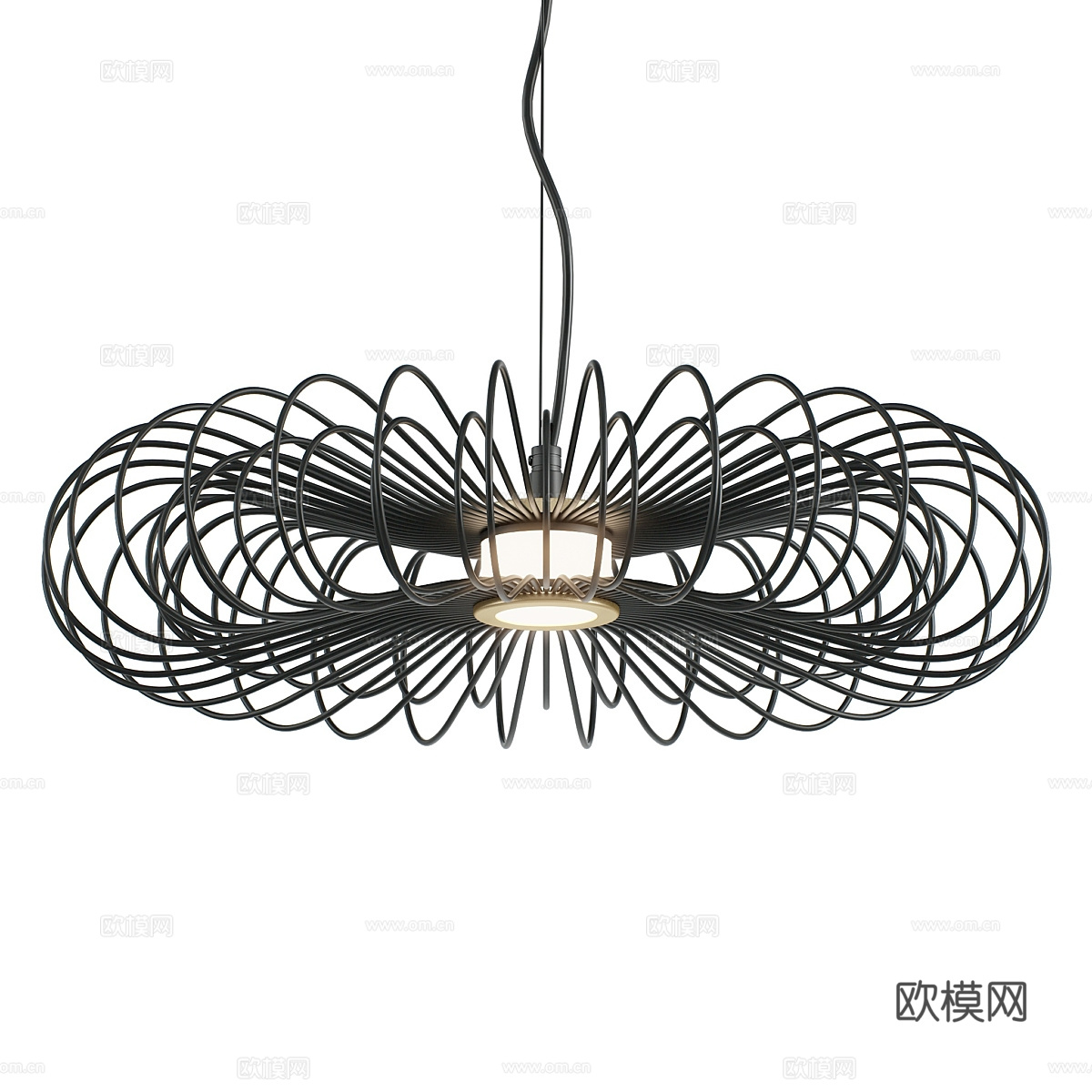 现代意式极简藤编金属吊灯3d模型