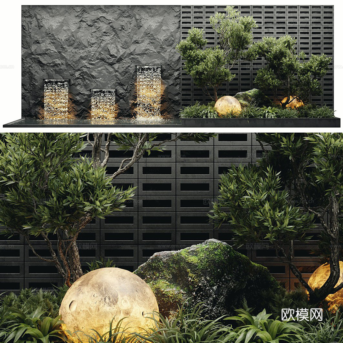 现代景观小品 楼梯间景观 室内景观3d模型