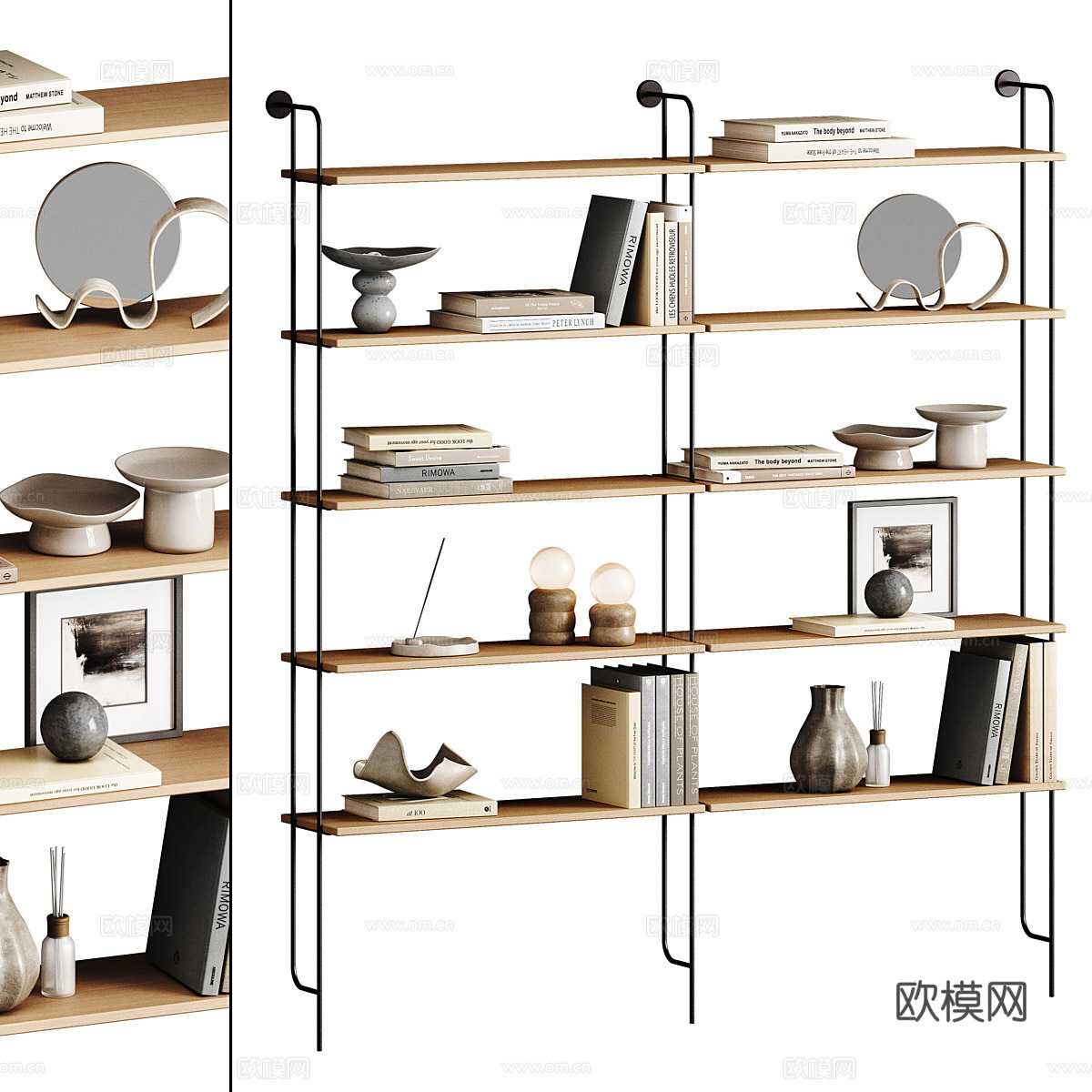 现代极简装饰架 书架3d模型
