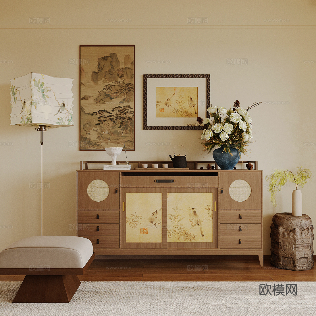 新中式禅意斗柜 新中式禅意玄关柜 端景玄关柜 新中式装饰柜3d模型