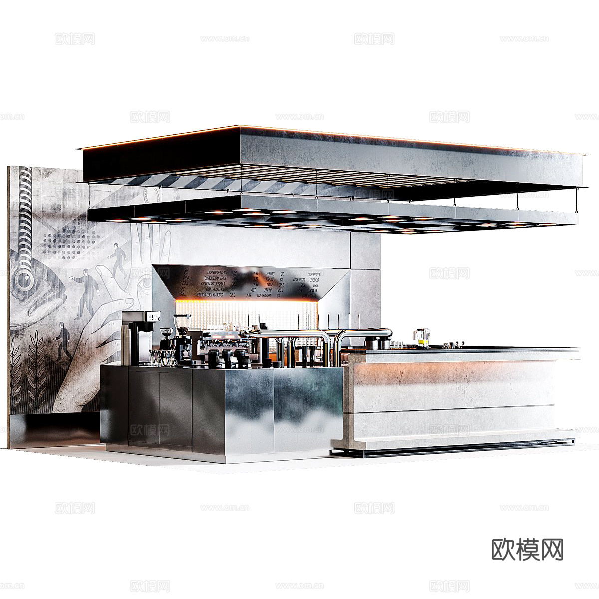 现代咖啡吧台 水吧台 酒吧台3d模型