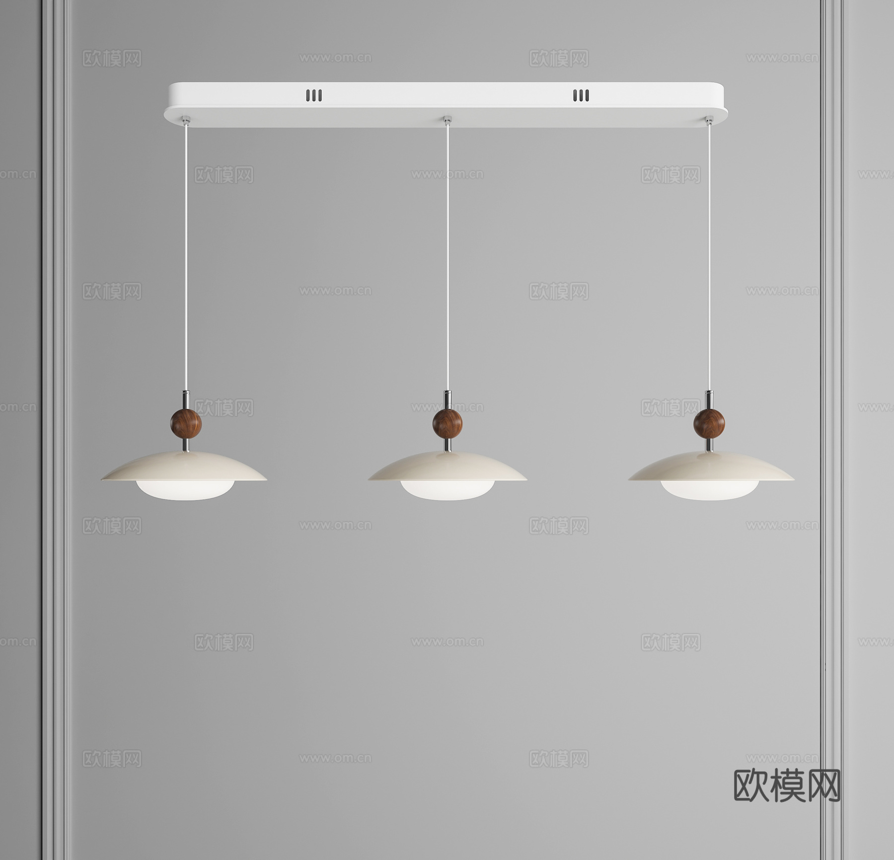 奶油风吊灯 中古吊灯 三头吊灯 多头吊灯 餐厅吊灯 长条吊灯3d模型