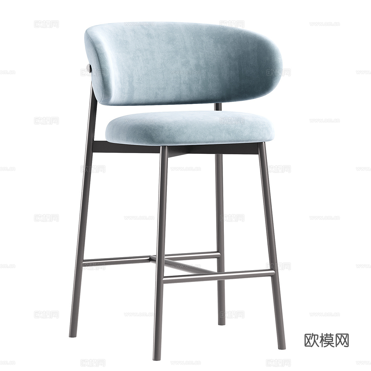 现代意式不锈钢吧台椅3d模型