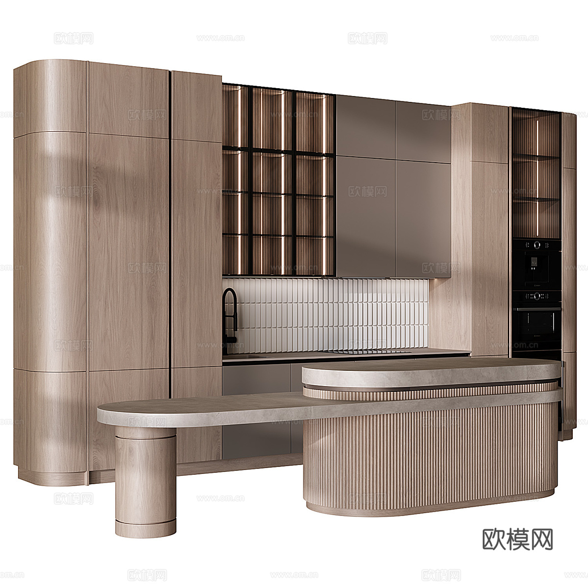 现代意式实木橱柜3d模型