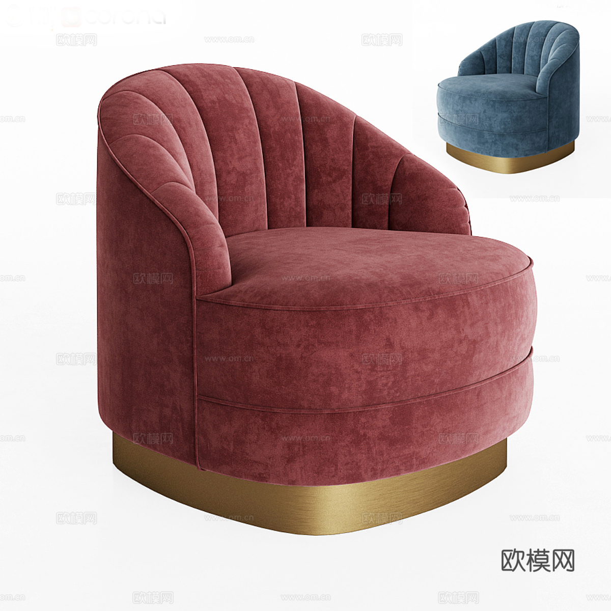 现代意式轻奢布艺沙发椅3d模型