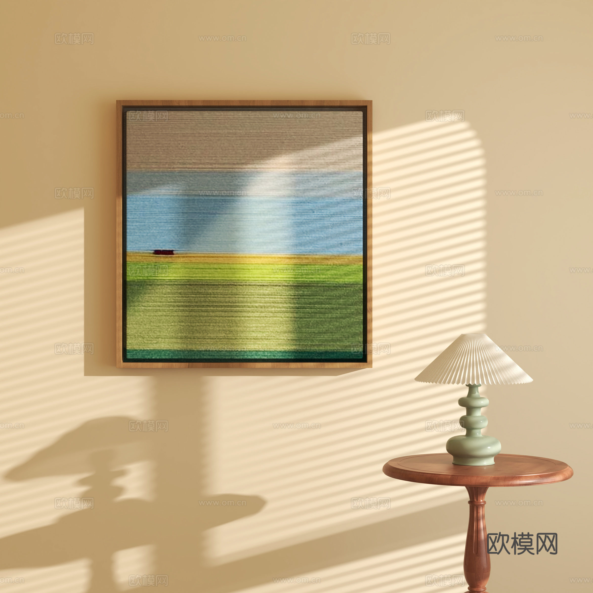 现代装饰挂画 台灯 边几3d模型