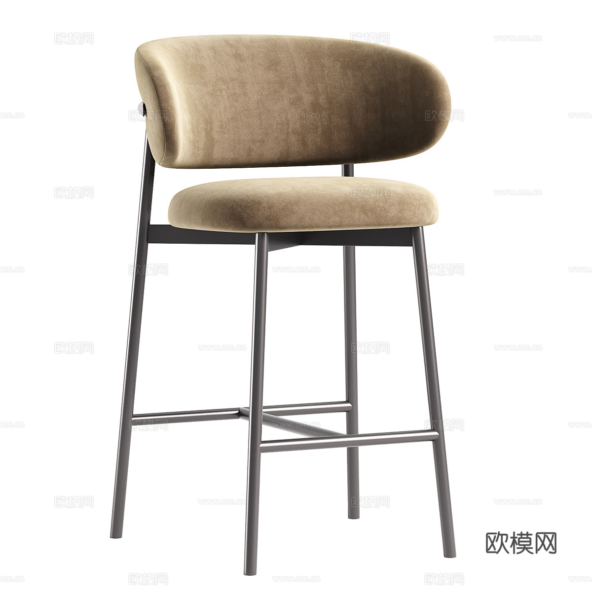 现代意式不锈钢吧台椅3d模型
