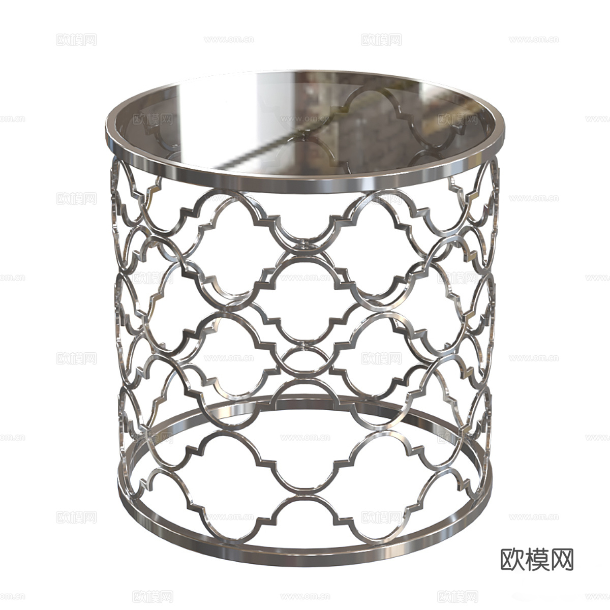 现代轻奢不锈钢金属圆边几3d模型