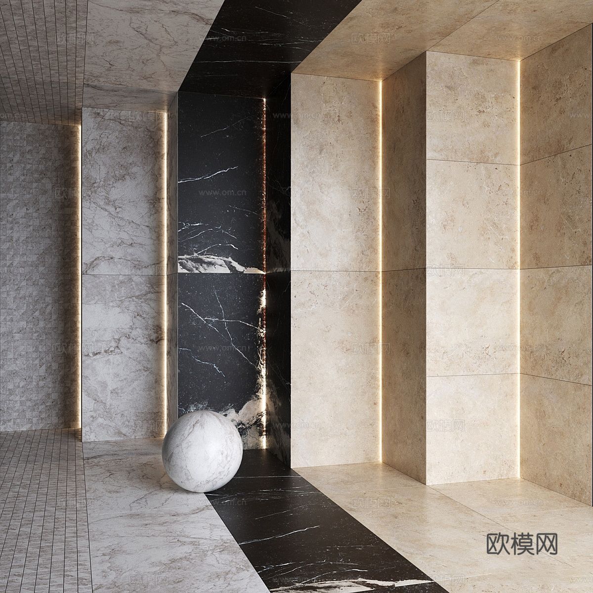 现代石材 大理石 岩板 洞石 奢石 PU石材3d模型