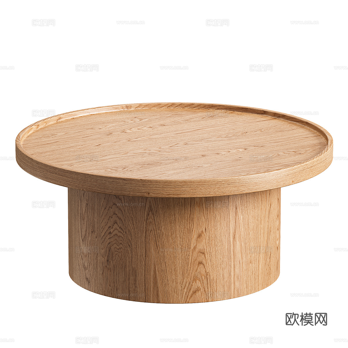 现代意式实木圆茶几组合3d模型