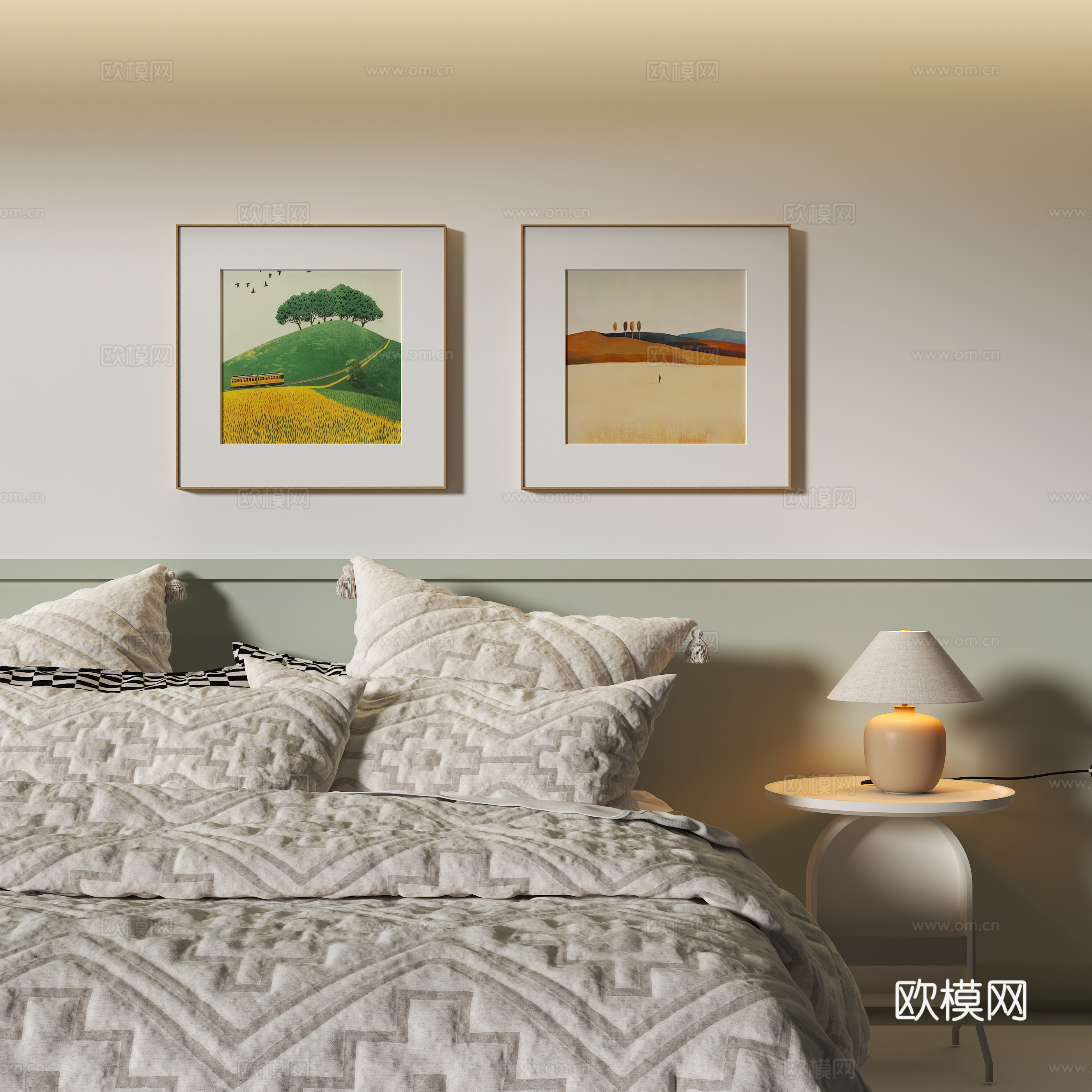 现代卧室装饰挂画su模型