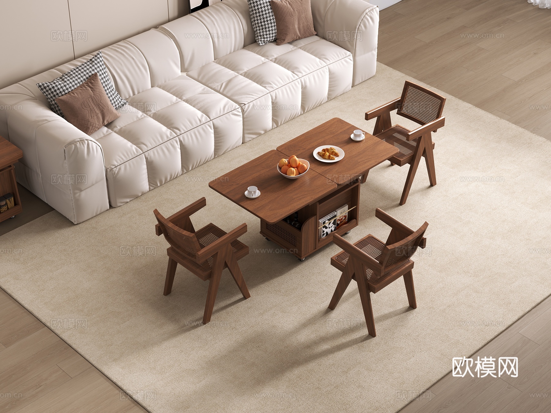 现代风格客厅  家具茶几组合 灯光齐全3d模型